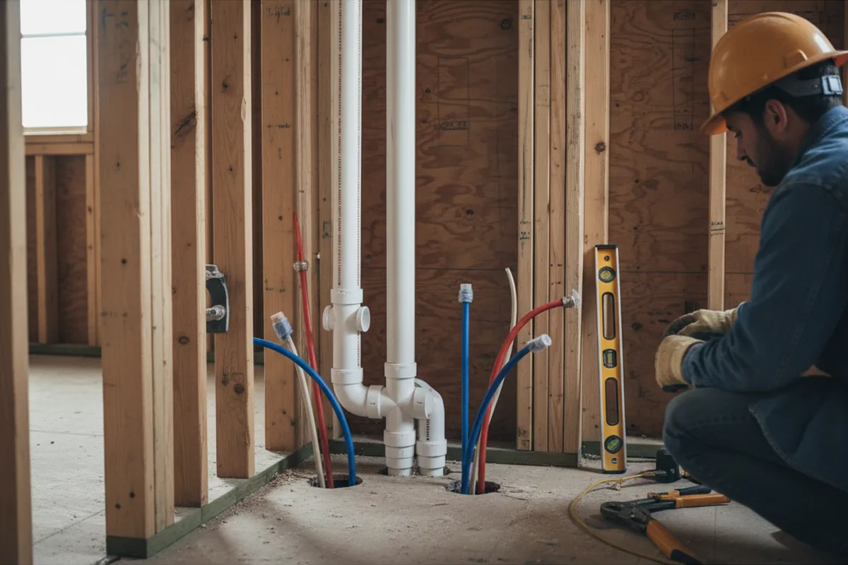Drain and supply rough-in during Garbage Disposal Repair in Rapidan